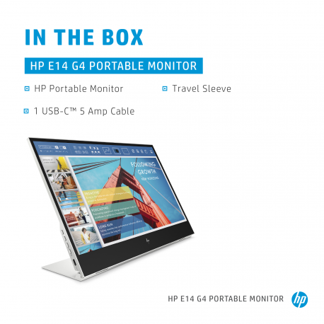 HP E14 G4 Portable Monitor - 14" 1920x1080 FHD AG, IPS, 2x USB-C, 3 years