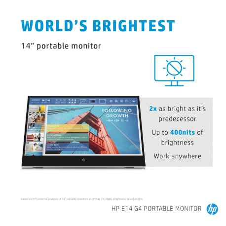 HP E14 G4 Portable Monitor - 14" 1920x1080 FHD AG, IPS, 2x USB-C, 3 years