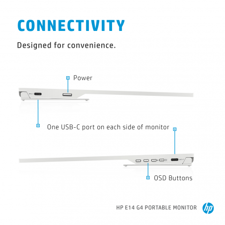 HP E14 G4 Portable Monitor - 14" 1920x1080 FHD AG, IPS, 2x USB-C, 3 years