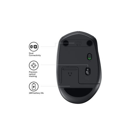 Logitech M590 Silent - Mouse - right-handed - optical - 7 buttons - wireless - Bluetooth, 2.4 GHz - USB wireless receiver - graphite tonal - 6
