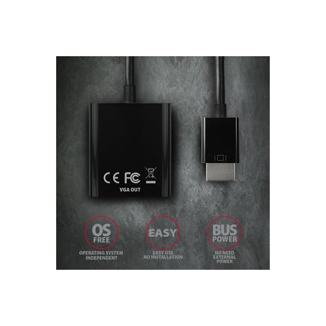 AXAGON - Video interface converter - HDMI (M) to HD-15 (VGA) (F) - 17 cm - 1920 x 1200 (WUXGA) support, active converter - 4