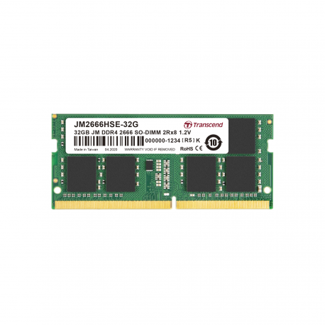 Transcend JetRAM - DDR4 - module - 32 GB - SO-DIMM 260-pin - 2666 MHz / PC4-21300 - CL19 - 1.2 V - unbuffered - non-ECC - 1