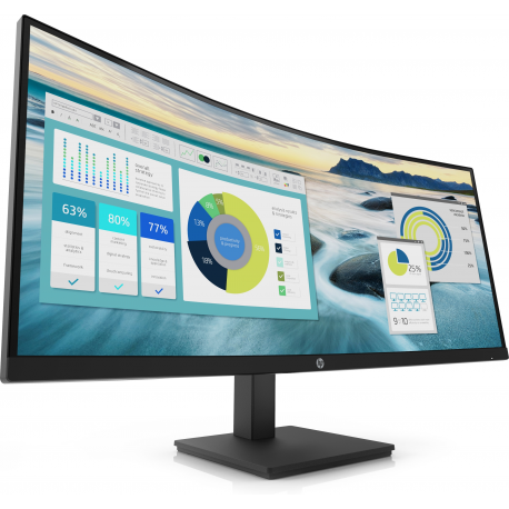 HP P34hc G4 - P-Series - LED monitor - curved - 34" - 3440 x 1440 WQHD @ 60 Hz - VA - 250 cd / m² - 3500:1 - 5 ms - HDMI, DisplayPort, USB-C - speakers - black - 2