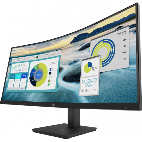 HP P34hc G4 - P-Series - LED monitor - curved - 34" - 3440 x 1440 WQHD @ 60 Hz - VA - 250 cd / m² - 3500:1 - 5 ms - HDMI, DisplayPort, USB-C - speakers - black - 5