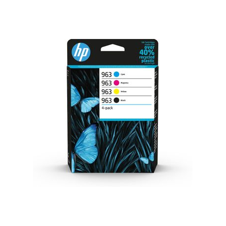 HP 963 - 4-pack - black, yellow, cyan, magenta - original - ink cartridge - for Officejet Pro 9010, 9012, 9013, 9014, 9015, 9016, 9018, 9019, 9020, 9022, 9023, 9025, 9028 - 0