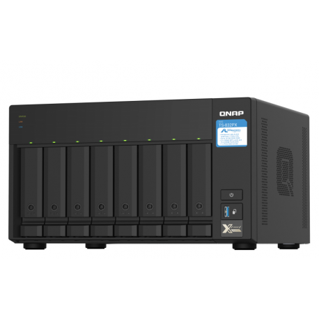 QNAP TS-832PX-4G - NAS server - 8 bays - SATA 6Gb / s - RAID 0, 1, 5, 6, 10, 50, JBOD, 60 - RAM 4 GB - Gigabit Ethernet  /  2.5 Gigabit Ethernet  /  10 Gigabit Ethernet - iSCSI - 7