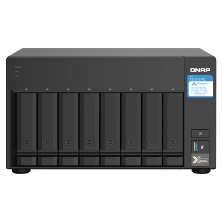 QNAP TS-832PX-4G - NAS server - 8 bays - SATA 6Gb / s - RAID 0, 1, 5, 6, 10, 50, JBOD, 60 - RAM 4 GB - Gigabit Ethernet  /  2.5 Gigabit Ethernet  /  10 Gigabit Ethernet - iSCSI - 12
