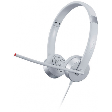 Lenovo 100 - Headset - on-ear - wired - 3.5 mm jack - silver - for ThinkCentre M80t Gen 3; ThinkCentre neo 50; ThinkPad T14s Gen 3; V50t Gen 2-13 - 1
