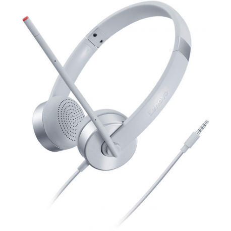 Lenovo 100 - Headset - on-ear - wired - 3.5 mm jack - silver - for ThinkCentre M80t Gen 3; ThinkCentre neo 50; ThinkPad T14s Gen 3; V50t Gen 2-13 - 2