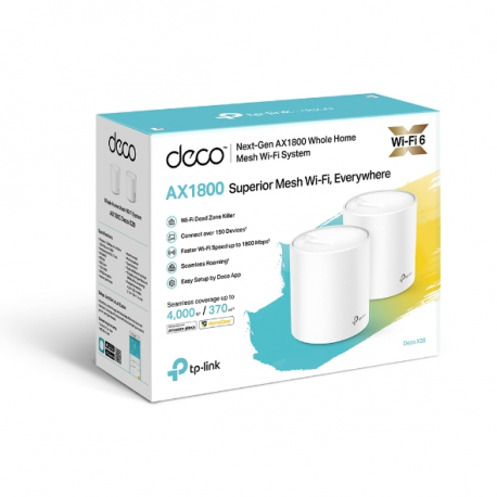 TP-LINK Deco X20 AX1800 Wi-Fi 6 Whole-Home Mesh WiFi System 2-pack 2xGbit RJ45 4xint. antenna MU-MIMO