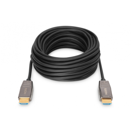 DIGITUS - HDMI cable with Ethernet - HDMI plug to HDMI plug - 10 m - shielded hybrid copper / fibre optic - black - Active Optical Cable (AOC), 8K UHD (7680 x 4320) support - 5