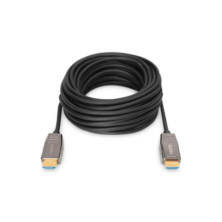 DIGITUS - HDMI cable with Ethernet - HDMI plug to HDMI plug - 20 m - shielded hybrid copper / fibre optic - black - Active Optical Cable (AOC), 8K UHD (7680 x 4320) support - 4