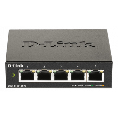 D-Link DGS 1100-05V2 - Switch - smart - 5 x 10 / 100 / 1000 - desktop - AC 100 / 240 V - 0