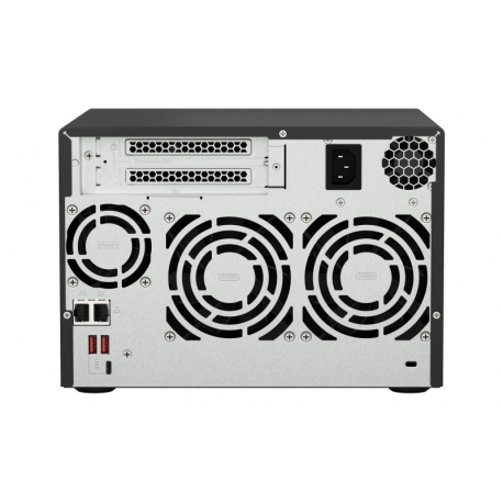 QNAP 6-bay NAS AMD Ryzen Embedded V1500B 2.2GHz 8GB 6xSATA 6Gb/s bays 2xM.2 NVMe PCIe Gen3 SSD slots 2x2.5GbE LAN optional 10GbE