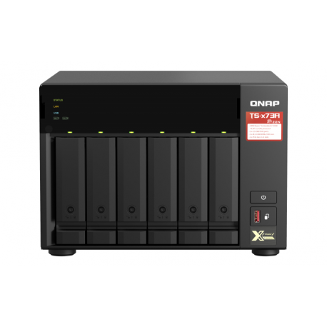 QNAP 6-bay NAS AMD Ryzen Embedded V1500B 2.2GHz 8GB 6xSATA 6Gb/s bays 2xM.2 NVMe PCIe Gen3 SSD slots 2x2.5GbE LAN optional 10GbE