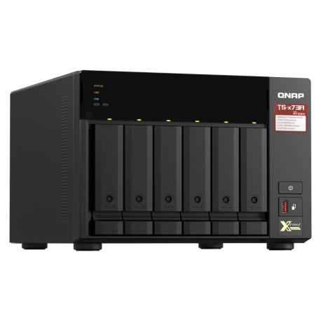 QNAP 6-bay NAS AMD Ryzen Embedded V1500B 2.2GHz 8GB 6xSATA 6Gb/s bays 2xM.2 NVMe PCIe Gen3 SSD slots 2x2.5GbE LAN optional 10GbE