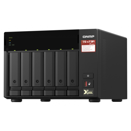QNAP 6-bay NAS AMD Ryzen Embedded V1500B 2.2GHz 8GB 6xSATA 6Gb/s bays 2xM.2 NVMe PCIe Gen3 SSD slots 2x2.5GbE LAN optional 10GbE