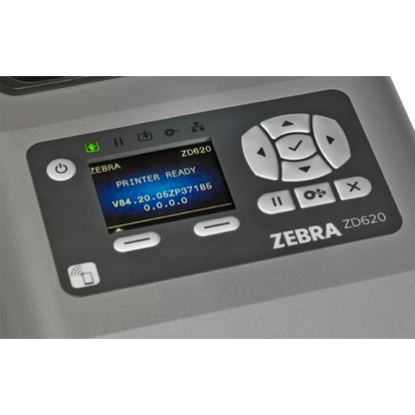 Zebra ZD621d, 12 dots/mm (300 dpi), disp., RTC, USB, USB Host, RS232, BT, Ethernet, Wi-Fi, grey