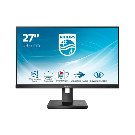 Philips S-line 272S1AE - LED monitor - 27" - 1920 x 1080 Full HD (1080p) @ 75 Hz - IPS - 250 cd / m² - 1000:1 - 4 ms - HDMI, DVI-D, VGA, DisplayPort - speakers - black texture - 0