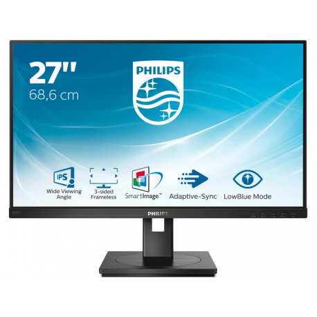 Philips S-line 272S1AE - LED monitor - 27" - 1920 x 1080 Full HD (1080p) @ 75 Hz - IPS - 250 cd / m² - 1000:1 - 4 ms - HDMI, DVI-D, VGA, DisplayPort - speakers - black texture - 14