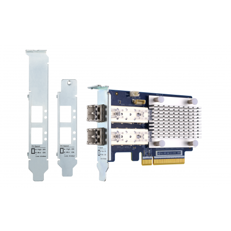 QNAP QXP-32G2FC - Host bus adapter - PCIe 3.0 x8 low profile - 32Gb Fibre Channel Gen 6 x 2 - with 2 x SFP+ transceivers (TRX-32GFCSFP-SR) - for QNAP TS-1277, 463, 677, 877, 977, EC1280, TVS-2472, 682, 872, 882, EC1280, EC1580, EC2480 - 1