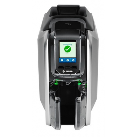 Zebra ZC300 - Plastic card printer - colour - Duplex - dye sublimation / thermal transfer - CR-80 Card (85.6 x 54 mm) - 300 dpi - up to 900 cards / hour (mono)  /  up to 200 cards / hour (colour) - capacity: 100 cards - USB 2.0, LAN - 2