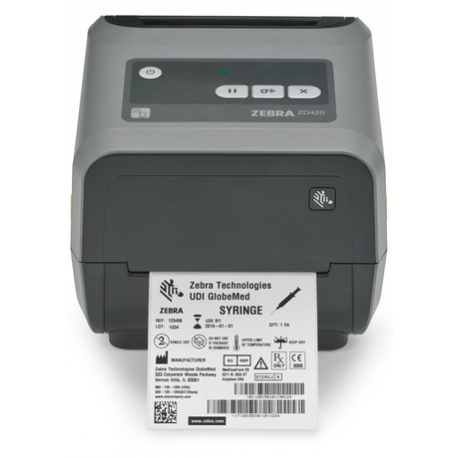 Zebra ZD421d - Label printer - direct thermal - Roll (10.8cm) - 300 dpi - up to 102 mm / sec - USB 2.0, USB host, NFC, Bluetooth LE - grey - 4