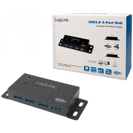 LogiLink USB 3.0 Hub 4-Port - Hub - 4 x SuperSpeed USB 3.0 - desktop - 2