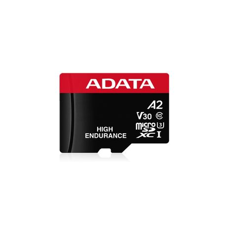 ADATA High Endurance - Flash memory card (microSDXC to SD adapter included) - 128 GB - A2 / Video Class V30 / UHS-I U3 / Class10 - microSDXC UHS-I - 0