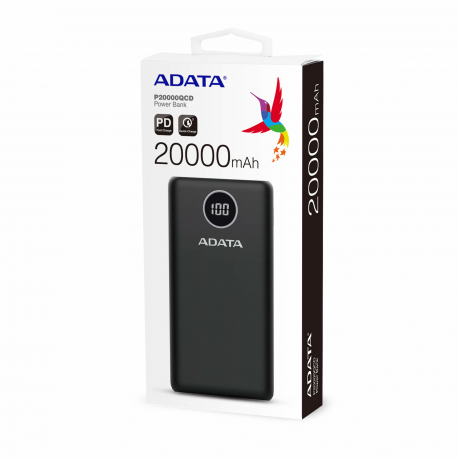 ADATA Power bank P20000QCD 20000 mAh, Li-Polymer, White
