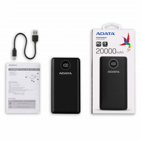 ADATA Power bank P20000QCD 20000 mAh, Li-Polymer, White