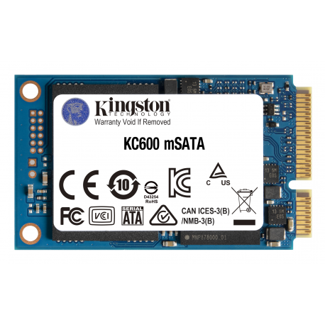 Kingston KC600 - Solid state drive - encrypted - 512 GB - internal - mSATA - SATA 6Gb/s - 256-bit AES - Self-Encrypting Drive (SED), TCG Opal Encryption - 0
