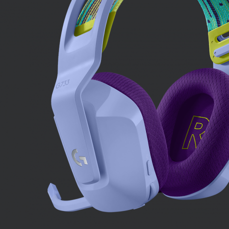 Logitech G G733 LIGHTSPEED Wireless RGB Gaming Headset - Headset - full size - 2.4 GHz - wireless - lilac - 5