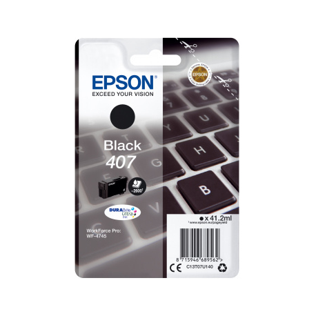 Epson 407 - 41.2 ml - L size - black - original - ink cartridge - for WorkForce Pro WF-4745, WF-4745DTWF - 3
