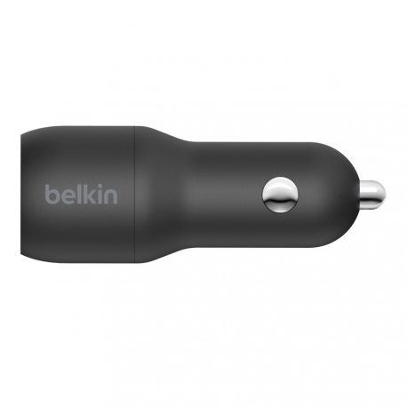 Belkin BOOST CHARGE Dual Charger - Car power adapter - 24 Watt - 4.8 A - 2 output connectors (USB) - on cable: USB-C - black - 4