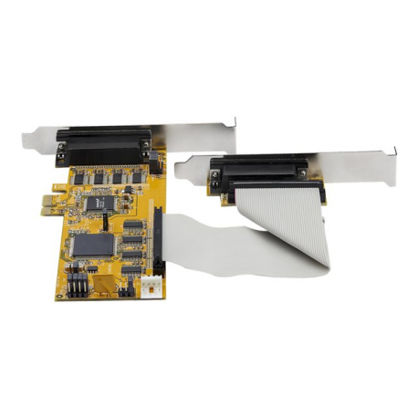StarTech.com 8-Port PCI Express RS232 Serial Adapter Card, PCIe RS232 Serial Card, 16C1050 UART, Low Profile Serial DB9 Controller/Expansion Card, 15kV ESD Protection, Windows/Linux - Full Profile Bracket Incl (PEX8S1050LP) - Serial adapter - PCIe low profile - RS-232 x 8 - yellow - TAA Compliant - 9