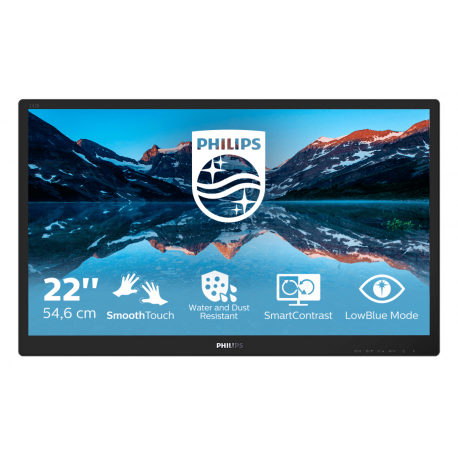 Philips B Line 222B9TN - LED monitor - 22" (21.5" viewable) - touchscreen - 1920 x 1080 Full HD (1080p) @ 60 Hz - TN - 250 cd/m² - 1000:1 - 1 ms - HDMI, DVI-D, VGA, DisplayPort - speakers - black texture - 4