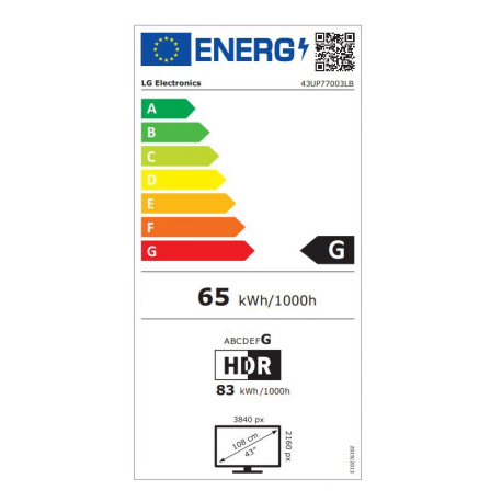 LG 43UP77003LB 43" (109 cm) 4K Ultra HD Smart TV
