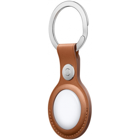 AirTag Leather Key Ring - Saddle Brown