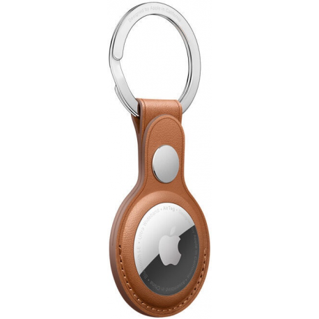 AirTag Leather Key Ring - Saddle Brown