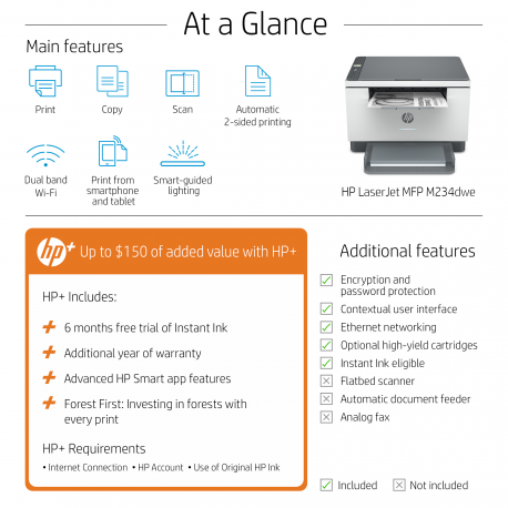 HP LaserJet MFP M234dwe A4 mono 29ppm USB WiFi