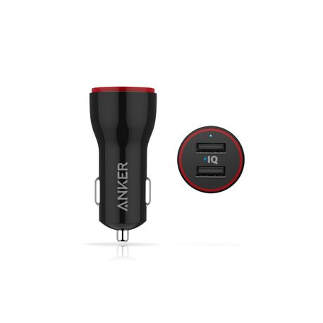 Anker PowerDrive 2 - Car power adapter - 24 Watt - 4.8 A - IQ - 2 output connectors (USB) - black - 0