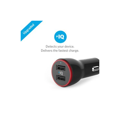 Anker PowerDrive 2 - Car power adapter - 24 Watt - 4.8 A - IQ - 2 output connectors (USB) - black - 3