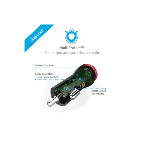Anker PowerDrive 2 - Car power adapter - 24 Watt - 4.8 A - IQ - 2 output connectors (USB) - black - 5