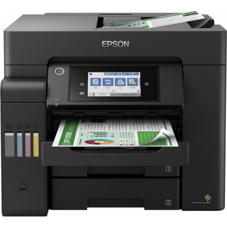 Epson EcoTank L6550 - Multifunction printer - colour - ink-jet - A4 (210 x 297 mm) (original) - A4 / Legal (media) - up to 25 ppm (printing) - 550 sheets - 33.6 Kbps - USB 2.0, Gigabit LAN, USB 2.0 host, Wi-Fi(ac) - black - 1