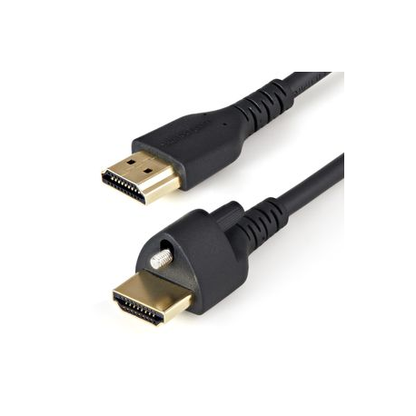 StarTech.com 2m (6ft) HDMI Cable with Locking Screw, 4K 60Hz HDR 10, High Speed HDMI 2.0 Monitor Cable with Locking Screw Connector for Secure Connection, HDMI Cable with Ethernet, M / M - Adjustable M3.0 Screw (HDMM2MLS) - Premium High Speed HDMI with Ethernet cable - HDMI male to HDMI male locking - 2 m - black - 4K60Hz (3840 x 2160) support - 0