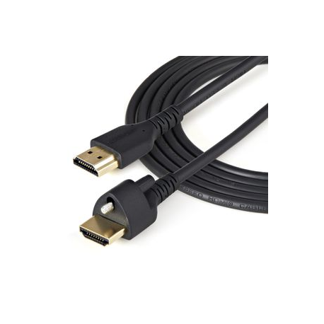 StarTech.com 2m (6ft) HDMI Cable with Locking Screw, 4K 60Hz HDR 10, High Speed HDMI 2.0 Monitor Cable with Locking Screw Connector for Secure Connection, HDMI Cable with Ethernet, M / M - Adjustable M3.0 Screw (HDMM2MLS) - Premium High Speed HDMI with Ethernet cable - HDMI male to HDMI male locking - 2 m - black - 4K60Hz (3840 x 2160) support - 1