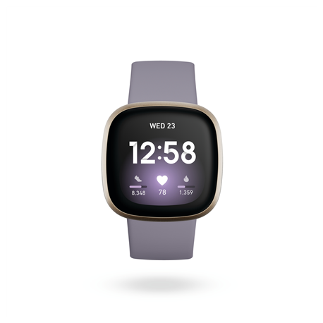 Fitbit Versa 3 Smart watches, GPS (satellite), Amoled, Heart rate monitor, Waterproof, Bluetooth, Soft Gold/Thistle
