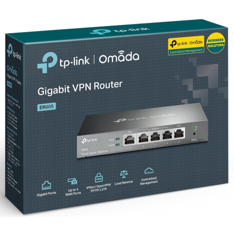 TP-Link ER605 SafeStream™ Gigabit Multi-WAN VPN Router PORT: 1× Gigabit RJ45 WAN Port, 3× Gigabit RJ45 WAN/LAN Ports, 1× Gigabit TP-Link ER605 SafeStream™ Gigabit Multi-WAN VPN Router PORT: 1× Gigabit RJ45 WAN Port, 3× Gigabit RJ45 WAN/LAN Ports, 1× Gigabit