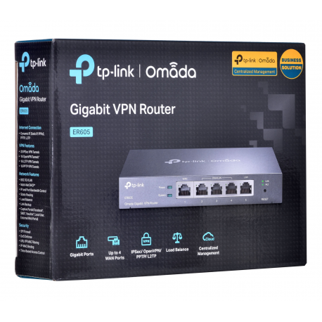TP-Link ER605 SafeStream™ Gigabit Multi-WAN VPN Router PORT: 1× Gigabit RJ45 WAN Port, 3× Gigabit RJ45 WAN/LAN Ports, 1× Gigabit TP-Link ER605 SafeStream™ Gigabit Multi-WAN VPN Router PORT: 1× Gigabit RJ45 WAN Port, 3× Gigabit RJ45 WAN/LAN Ports, 1× Gigabit